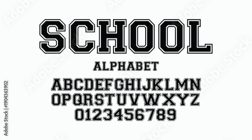 Classic college font. Vintage sport font in american style for football, baseball or basketball logos and t-shirt. Athletic department typeface, varsity style font. Vector 
