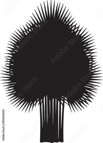 Tree crown vector silhouette illustration line art textured foliage plant symbol design