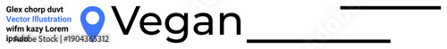 Navigation, plant-based dining, food lifestyle, sustainability, location services, modern identity. Stylized text with a location pin icon. Navigation and plant-based dining concept