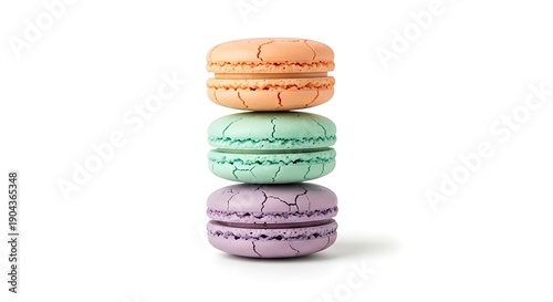 Delicious Pastel French Macarons Stack Isolated on White