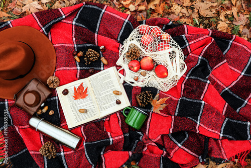 Book with autumn leaves, nu...