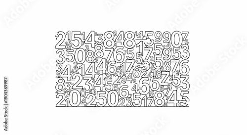A chaotic collage of various numbers, some overlapping and in different sizes