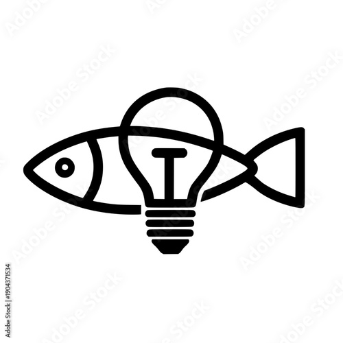 Circle bulb design featuring fish symbol representing aquatic wonder and innovative storytelling concepts