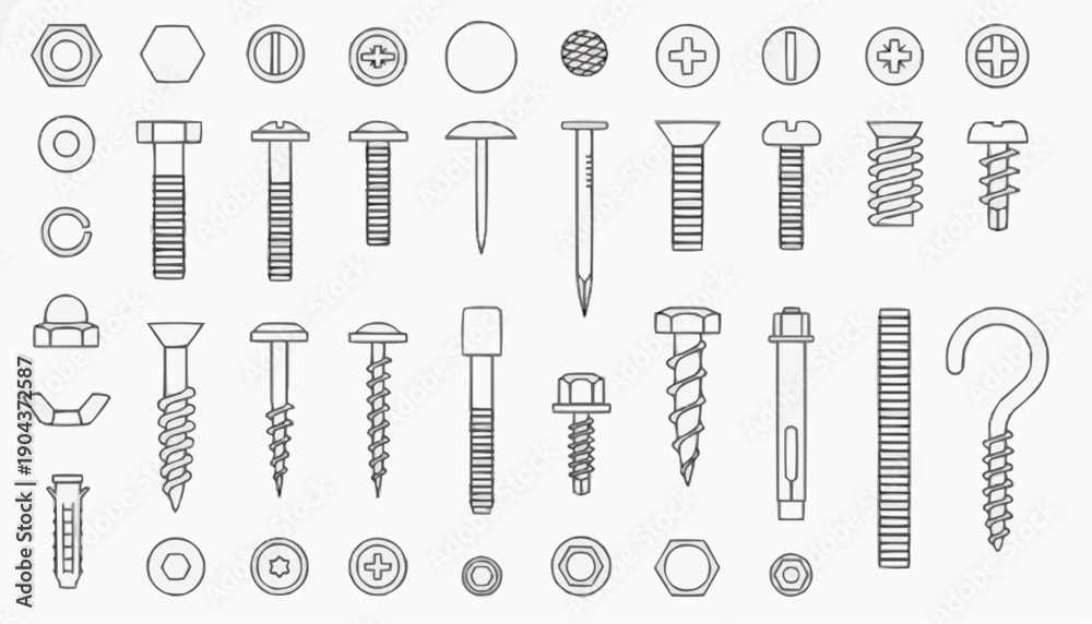 Fototapeta premium set of screw heads