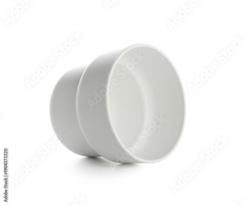 Empty flower pot on white b...