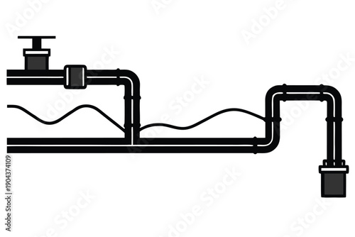 irrigation pipeline layout silhouette vector illus