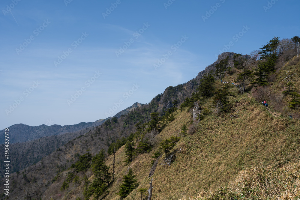 Fototapeta premium Climbing Mt. Ishizuchi, Ehime, Japan