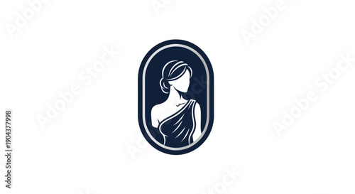 Elegant Woman Portrait Emblem Logo Design.