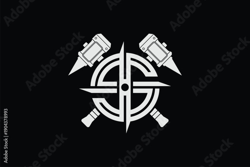 Letter S and O with cross mallet vector image template