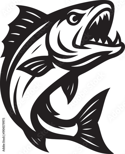 Aggressive ocean predator fish mascot design for sport fishing club branding vector