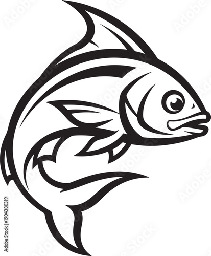 Saltwater fish swimming illustration for seafood market and marine life adventure branding graphic design