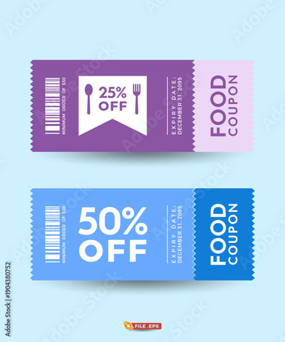 Vector Food Discount Ticket Collection for Cafe and Culinary Business