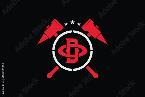 Letter D and O with cross mallet vector image template