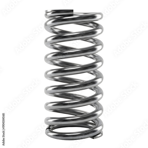 Silver metal coil spring on black background shiny