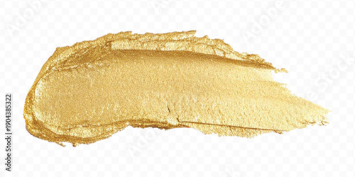 realistic 3d smooth glossy gold paint or lipstick swatch smear smudge in different style isolated on transparent background	
