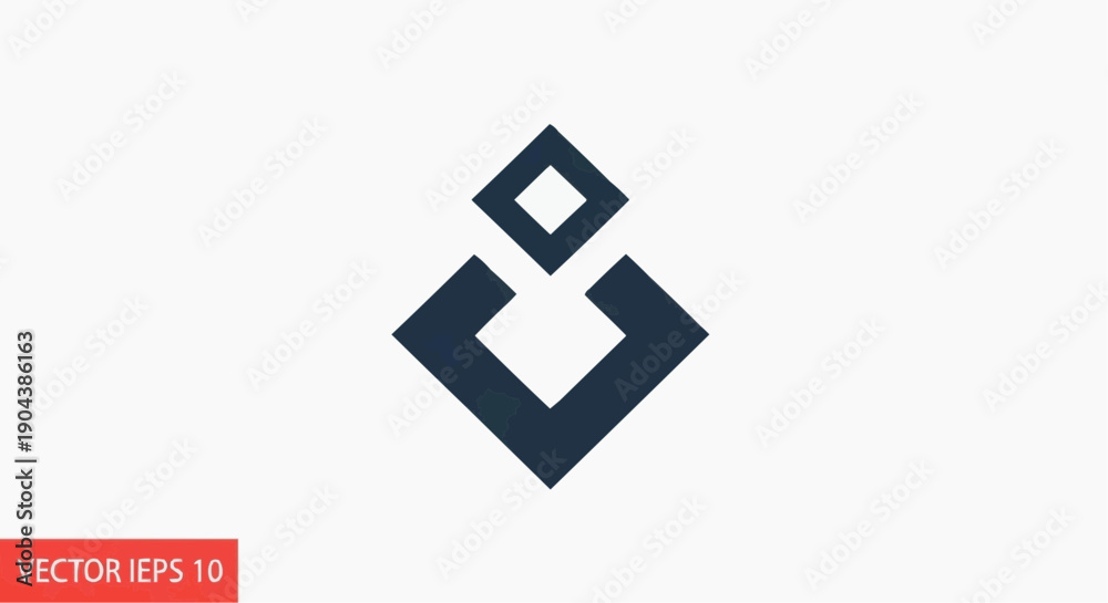 Fototapeta premium Abstract dark blue geometric square and diamond shape vector logo icon, isolated on white