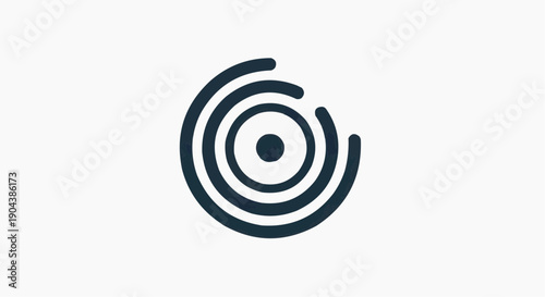 Dark blue concentric circles vector icon, target or radar symbol, sound wave or signal design element isolated on white