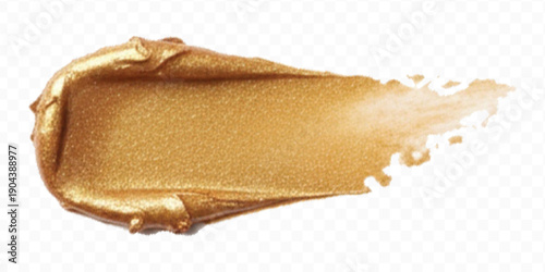 realistic 3d smooth glossy gold paint or lipstick swatch smear smudge in different style isolated on transparent background	

