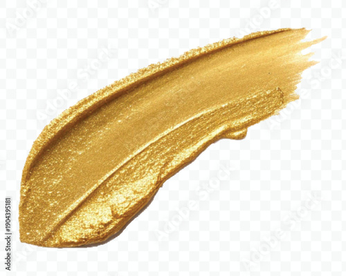 realistic 3d smooth glossy gold paint or lipstick swatch smear smudge in different style isolated on transparent background	

