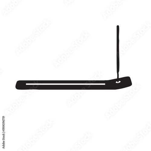Incense stick holder silhouette with horizontal tray and vertical aromatic stick features minimalist design for meditation spiritual wellness zen atmosphere and aromatherapy ritual applications