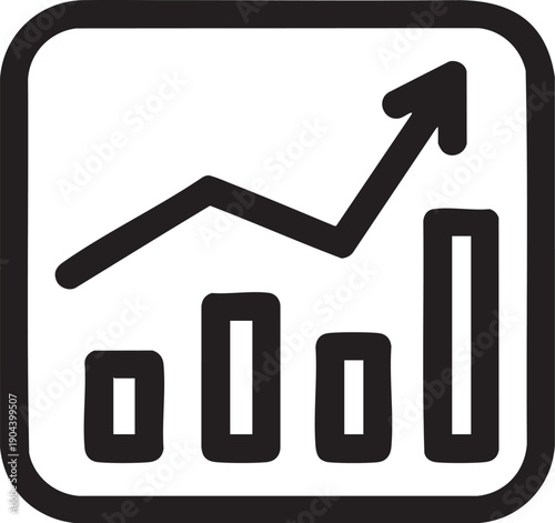 Growth chart vector: stock market, business, and financial data analysis icon eps silhouette
