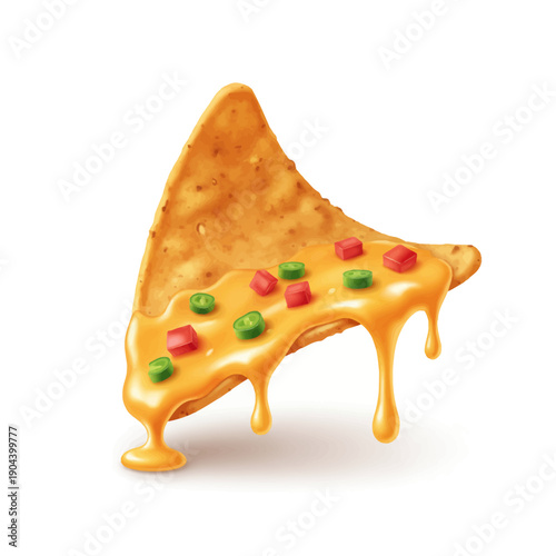 a taco with melted cream cheese and sliced ​​red and green chilies