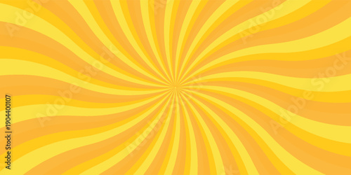 Yellow banner with Sun rays, lines background, light