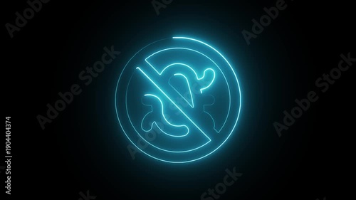 Neon sign with prohibition symbol indicating no spitting allowed in a public place or area with a modern and sleek design.