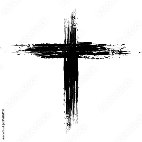 Black blotted cross. Vector illustration