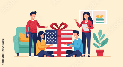 Diverse group celebrates a patriotic gift of America