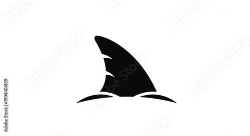 Black shark fin silhouette emerging from water surface with ripples simple vector graphic illustration ocean danger symbol