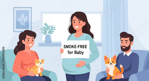 Expecting parents with pets advocate for a smoke-free environment for their baby