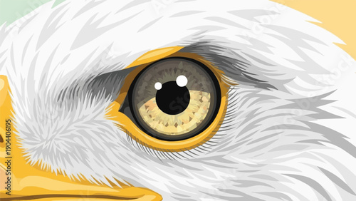 Extreme close-up on the piercing eye of a majestic bird of prey, detailed feathers