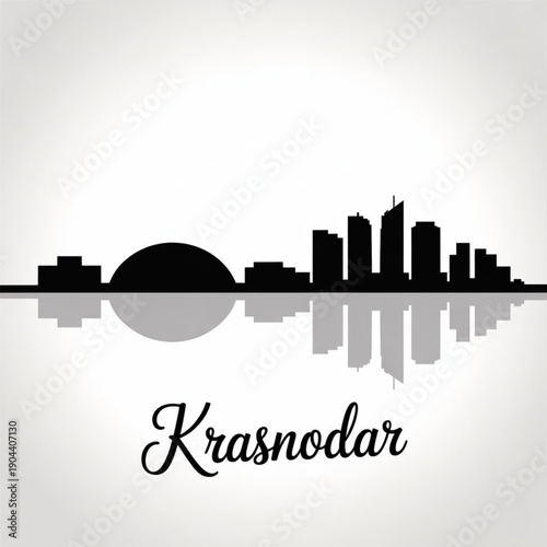 Krasnodar Skyline Silhouette — A Modern Russian Southern City on the Kuban River Vector Illustration