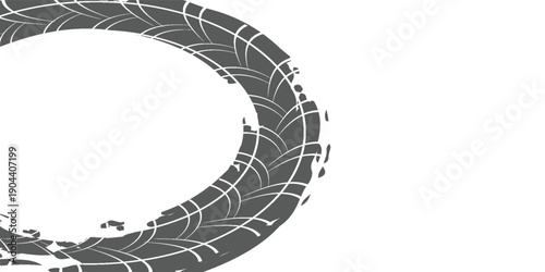 Tire track. Car, bike, motorcycle tyre mark with grunge effect isolated on white background. Wheel footprint on the road.