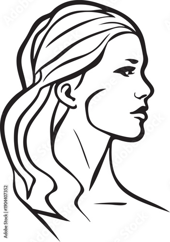 Visage de femme Ligne art mâchoire saillante - Silhouette