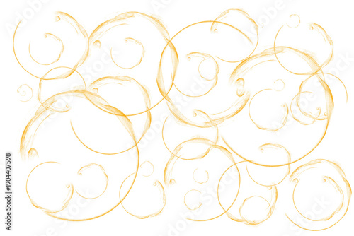 Round yellow irregular ornaments on a transparent background. Abstract decorative png  pattern
