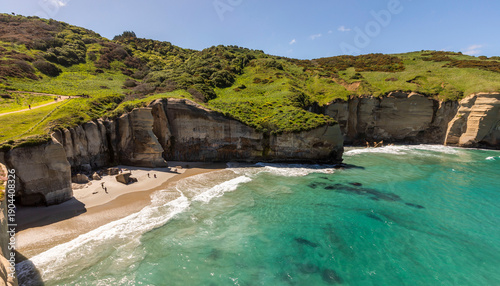 Tunnel Beach, Dunedin, during summer day