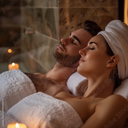 Luxury couple spa relaxation, immersive wellness and self care concept, premium resort lifestyle, romantic and serene atmosphere
