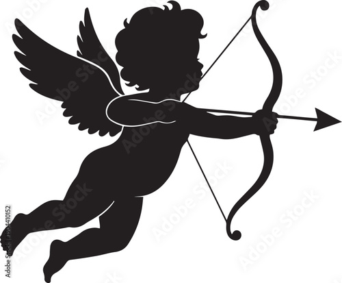 Cupid's Silhouette: A romantic silhouette of Cupid, bow drawn, ready to launch an arrow of love, a classic symbol of affection and desire.