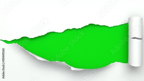Stop motion, Torn Paper Transitions on Green Screen Background
