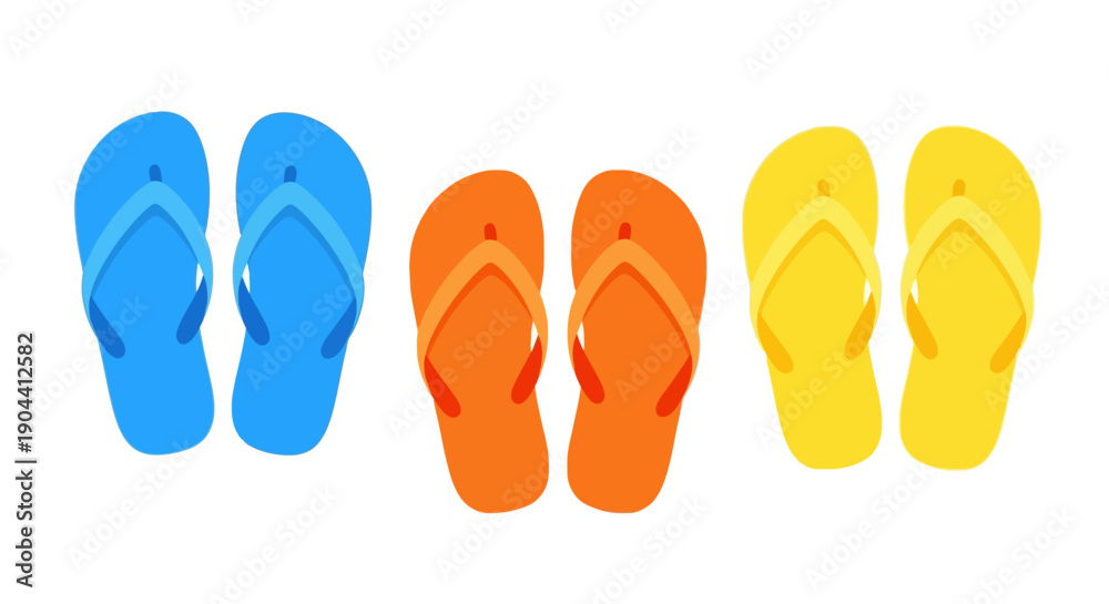 Fototapeta premium Clean flat vector of colorful flip-flops