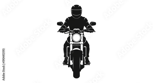 Silhouette of a Motorcycle Rider on a Classic Chopper Bike.
