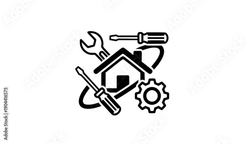 Property facility management and home service symbol vector icon