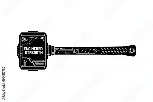 Engineered Strength Hammer: A bold graphic of an engineered hammer, symbolizing robust strength and precision design, ready to conquer any challenge. 