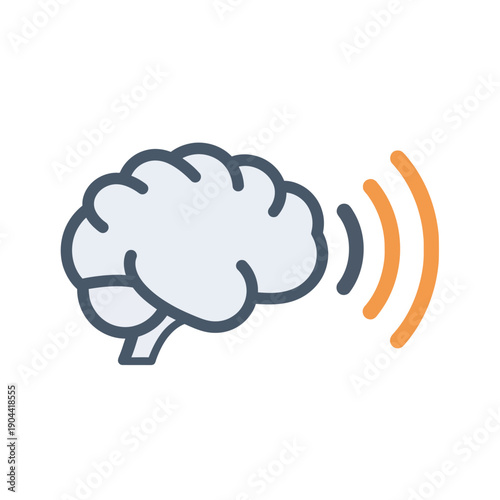 Illustration of a brain emitting signals, representing communication or neural activity.