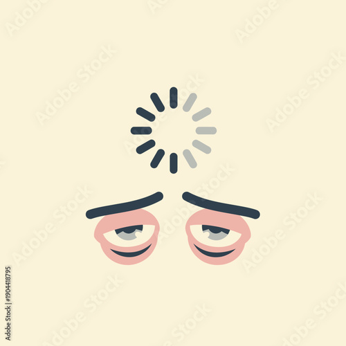Illustration of tired, droopy eyes with a loading symbol above them.