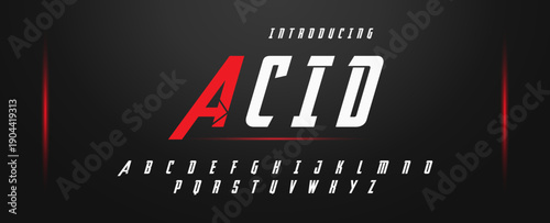 ACID, Abstract sport modern alphabet logo font. Typography bold typeface design for sport, technology, fashion, digital, future creative logos fonts. vector illustration