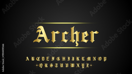 ARCHER, Elegant alphabet beauty logo font. Classic beautiful Modern luxury Serif Letter Minimal Fashion. Typography decoration logotype fonts, wedding, logos. vector illustration