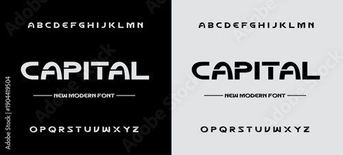 CAPITAL, Abstract sport modern alphabet logo font. Typography bold typeface design for sport, technology, fashion, digital, future creative logos fonts. vector illustration